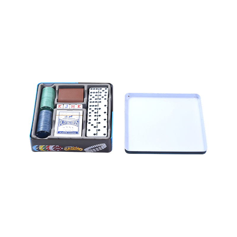 Metal Tin 5-in-1 Cluiche Casino Set